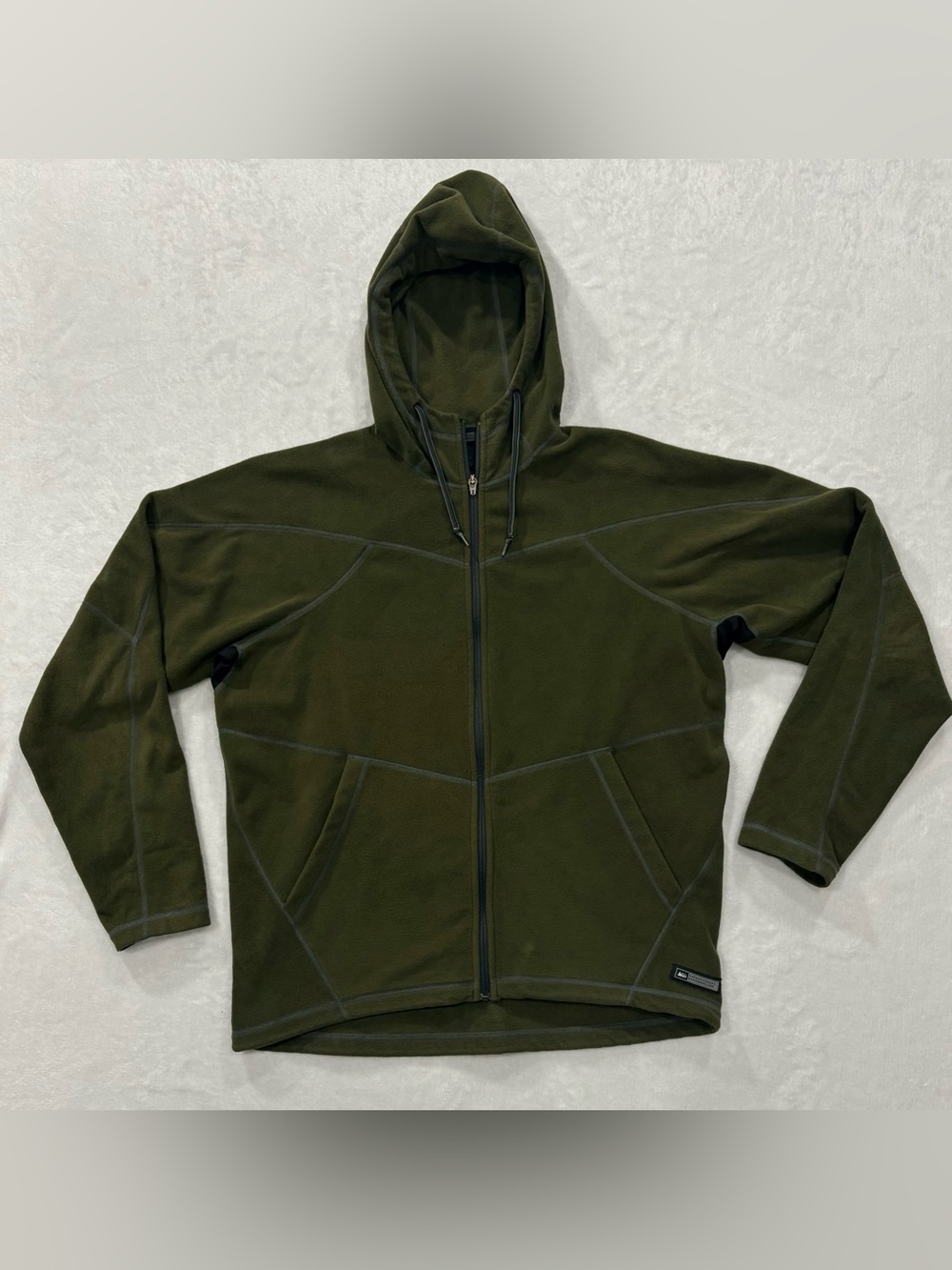 REI Olive Green Full Zip Fleece Hoodie Jacket Men’s Size L